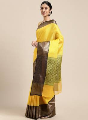 Ethnic motifs woven design zari banarasi saree 2