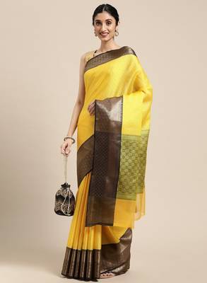 Ethnic motifs woven design zari banarasi saree 4