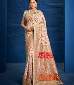 Ethnic motifs woven design zari kanjeevaram saree