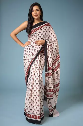 Ethnic motifs printed bagru saree