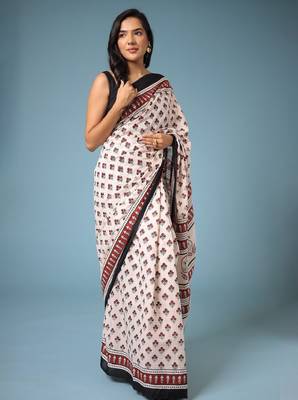 Ethnic motifs printed bagru saree 2