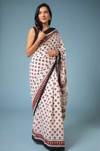 Ethnic motifs printed bagru saree