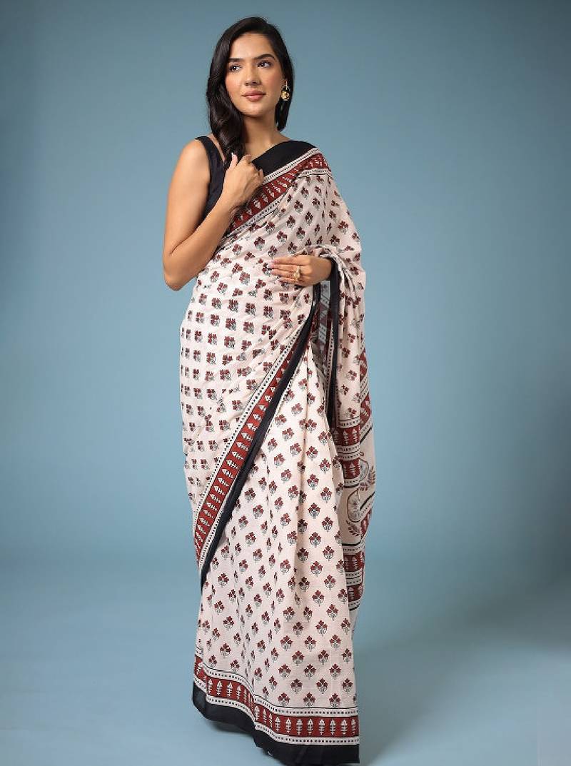 Ethnic motifs printed bagru saree