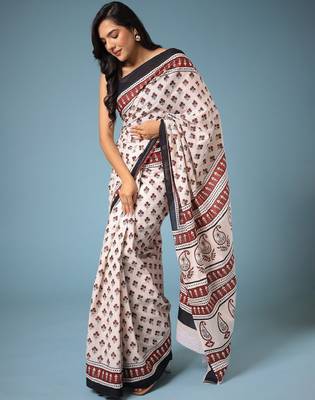 Ethnic motifs printed bagru saree 3