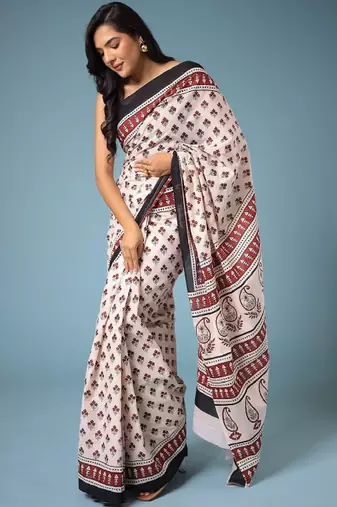 Ethnic motifs printed bagru saree