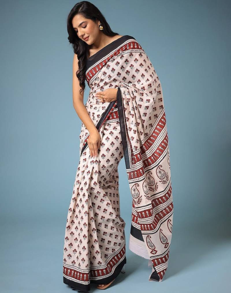 Ethnic motifs printed bagru saree