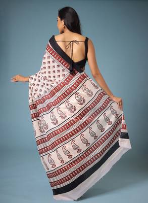 Ethnic motifs printed bagru saree 4