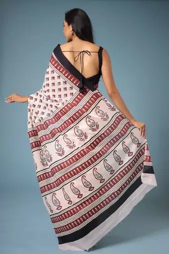 Ethnic motifs printed bagru saree