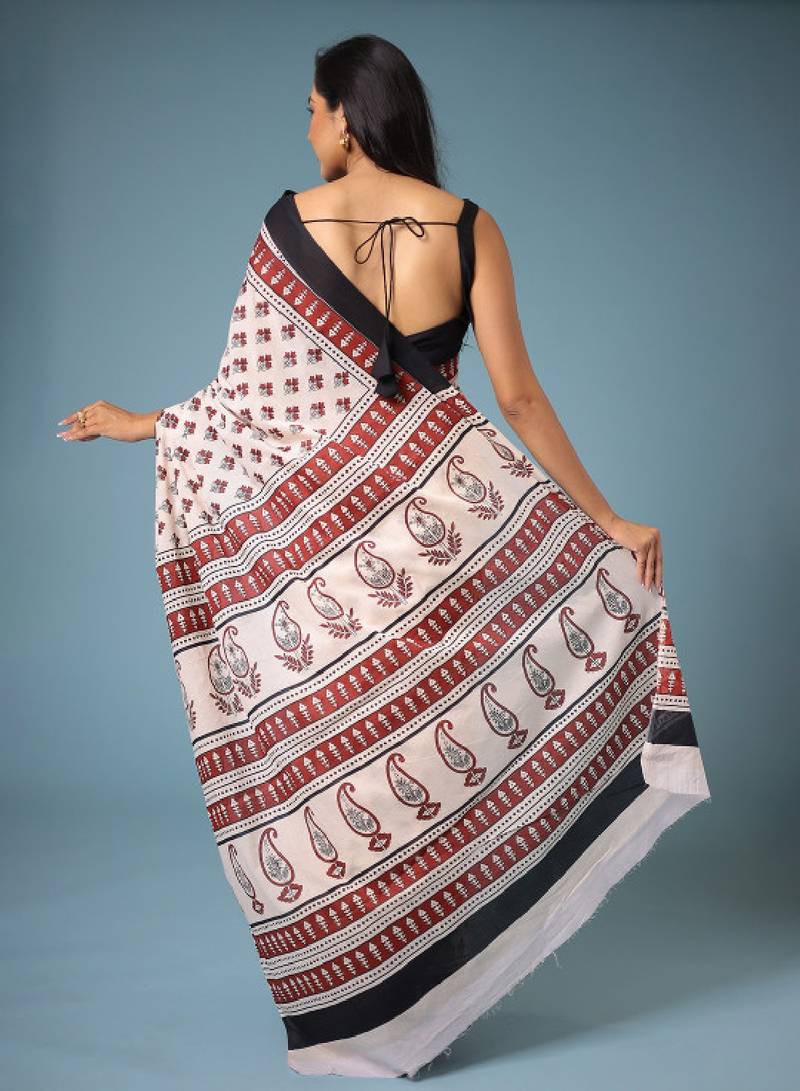 Ethnic motifs printed bagru saree