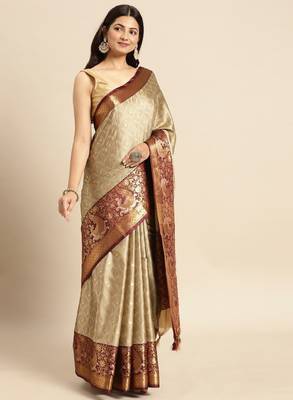 Ethnic motifs woven design zari silk cotton mysore silk saree 2