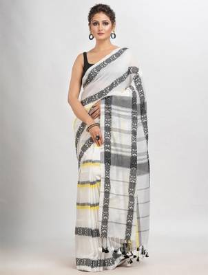 Checked woven design pure cotton saree 1