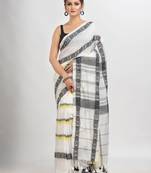 Checked woven design pure cotton saree