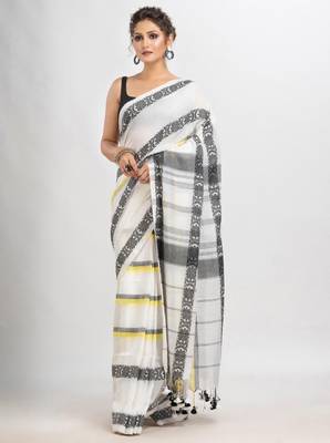 Checked woven design pure cotton saree 3
