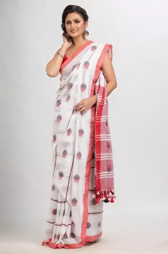 Ethnic motifs woven design pure cotton saree
