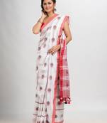 Ethnic motifs woven design pure cotton saree