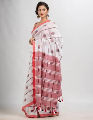 Ethnic motifs woven design pure cotton saree 2