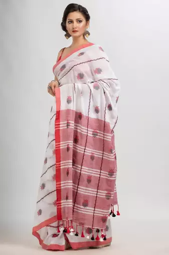 Ethnic motifs woven design pure cotton saree