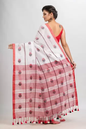 Ethnic motifs woven design pure cotton saree