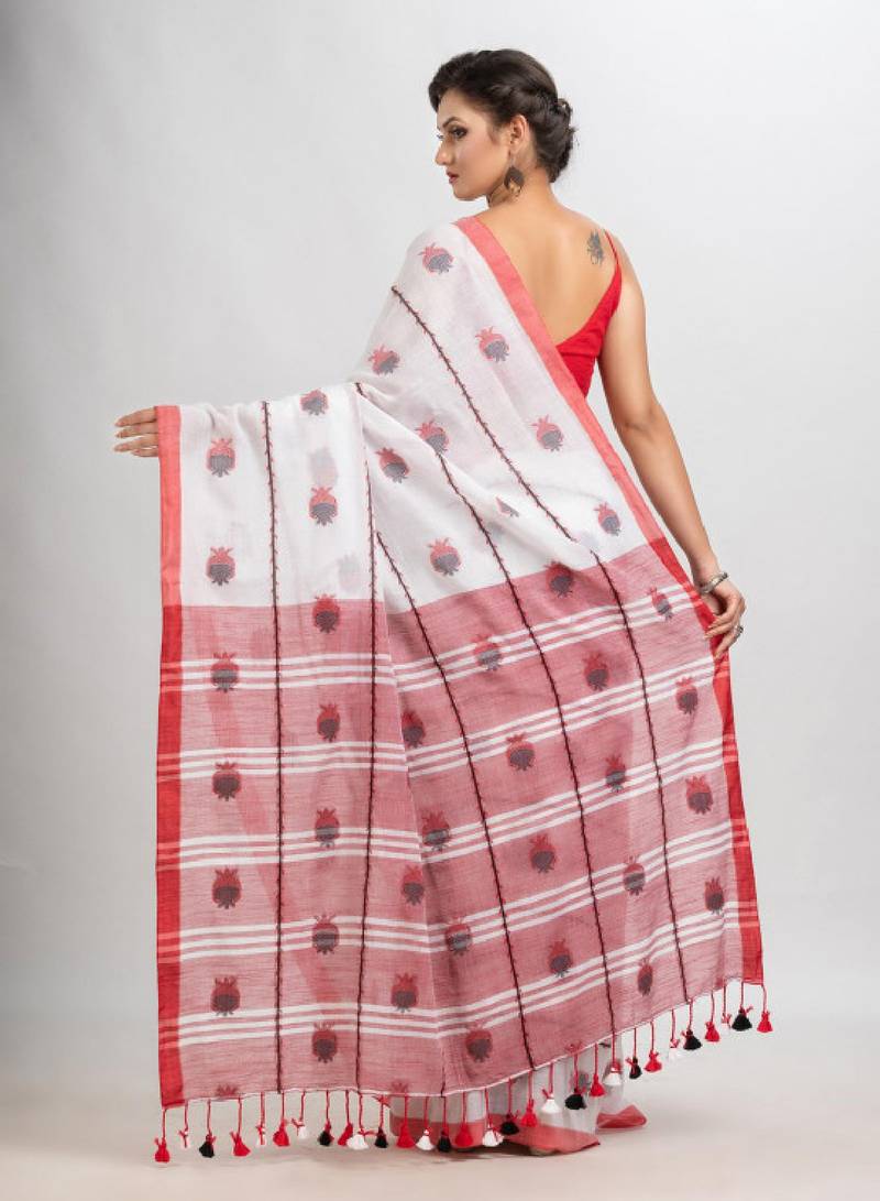 Ethnic motifs woven design pure cotton saree