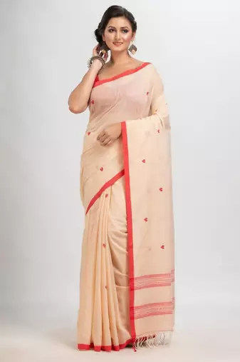 Geometric woven design pure cotton jamdani saree