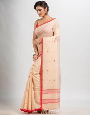 Geometric woven design pure cotton jamdani saree 2