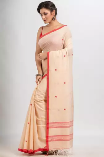 Geometric woven design pure cotton jamdani saree