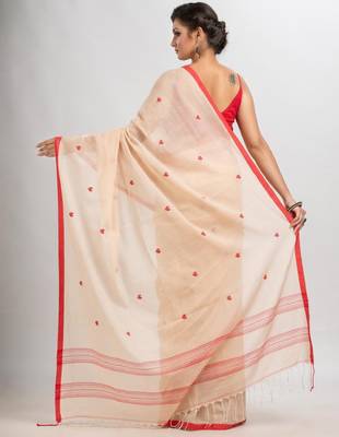 Geometric woven design pure cotton jamdani saree 3