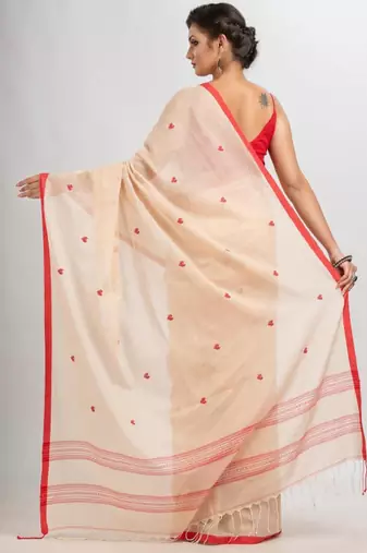 Geometric woven design pure cotton jamdani saree