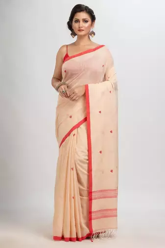 Geometric woven design pure cotton jamdani saree