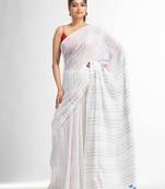 Striped pure cotton jamdani saree
