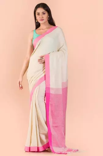 Geometric woven design pure cotton saree