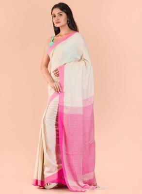 Geometric woven design pure cotton saree 2