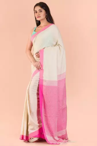 Geometric woven design pure cotton saree