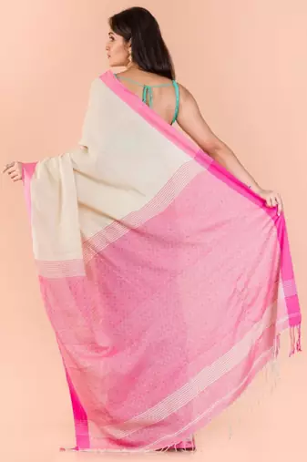 Geometric woven design pure cotton saree