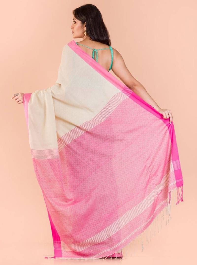Geometric woven design pure cotton saree