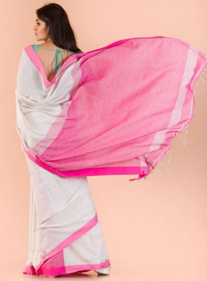 Ethnic woven design pure cotton saree