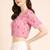 Pink cotton sanganeri printed non padded blouse