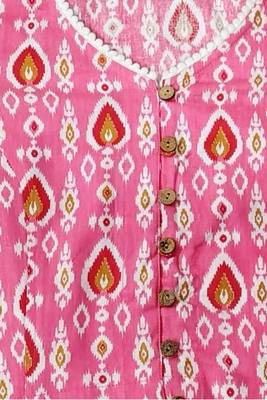 Pink cotton sanganeri printed non padded blouse 4