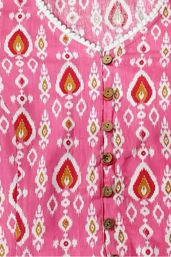 Pink cotton sanganeri printed non padded blouse