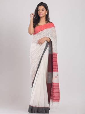 Striped woven design silk cotton saree 1