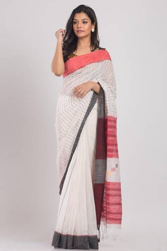 Striped woven design silk cotton saree