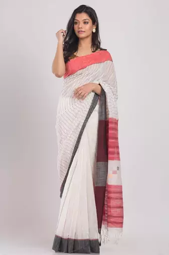 Striped woven design silk cotton saree