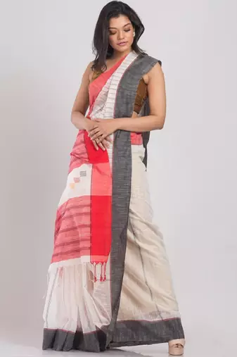 Striped woven design silk cotton saree