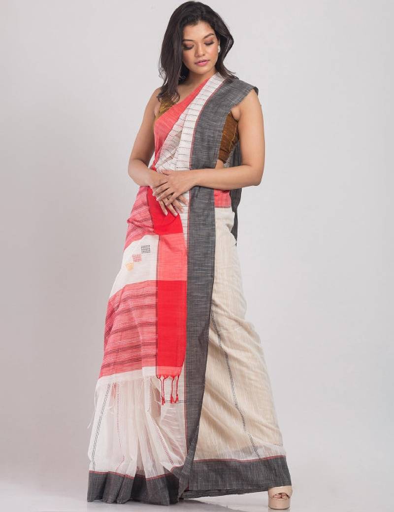 Striped woven design silk cotton saree