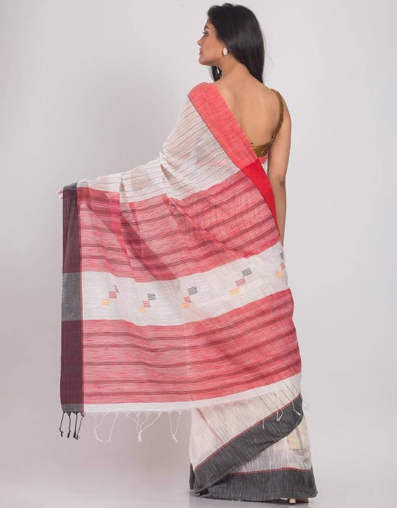 Striped woven design silk cotton saree