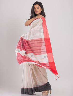 Striped woven design silk cotton saree 4