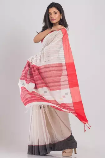 Striped woven design silk cotton saree