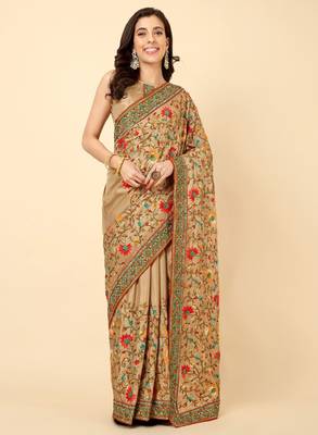 Embroidered designer silk saree 1
