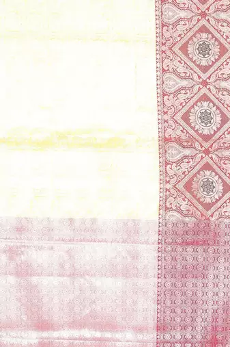 gold zari work silk blend kanjeevaram saree with ethnic motifs woven