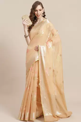 Floral woven design zari saree
